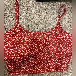 WOMENS SMALL RED FLORAL CROP TOP